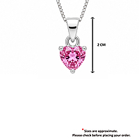 Sterling Silver Heart Cut Pink Stone Pendant Necklace for Women & Girls Casual Wear