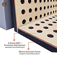SoundaXe® M-DOT Wooden Acoustic Panel | Reduce Echo, Luxury Veneer, Superior Sound | 2x2 Ft, 2 Pcs”