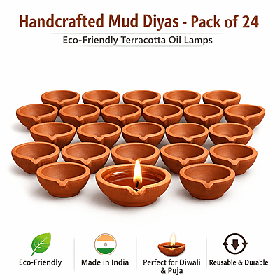 Mud Diya – Handcrafted Terracotta Oil Lamp (Pack of 24)