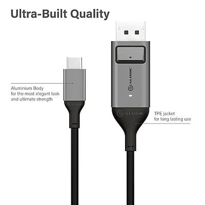 ALOGIC 1m Ultra USB-C (Male) to DP (Male) Cable - 4K @60Hz | ULCDP01-SGR ALOGIC 1m Ultra USB-C (Male) to DP (Male) Cable - 4K @60Hz | ULCDP01-SGR