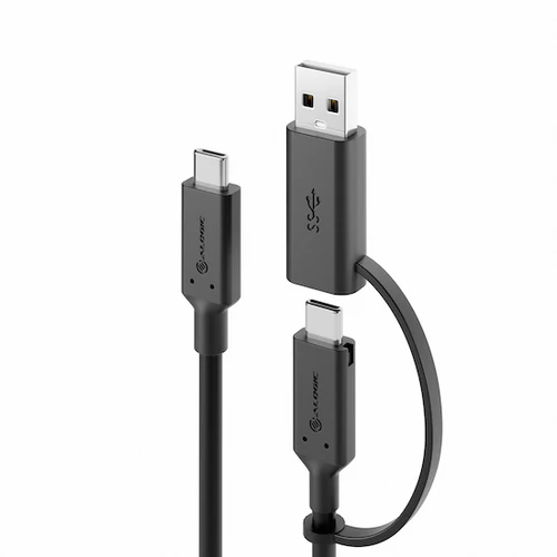 ALOGIC Elements Series USB-C to USB-C Cable with USB-A Adapter - 1.2m - Male-Male - 5A/10Gbps | ELCCA3212-BK