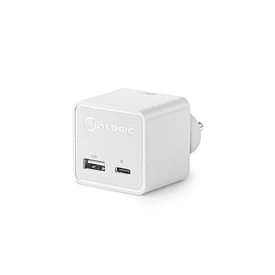 ALOGIC 2 Port USB-C & USB-A Mini Wall Charger - 3A + 1A - 17W (Total) - WHITE - INDIAN PLUG | WCCA17MWH-IN