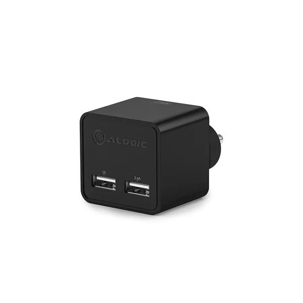 ALOGIC 2 Port USB Mini Wall Charger - 2.4A + 1A - 17W - BLACK - INDIAN PLUG | WC2A17MBK-IN ALOGIC 2 Port USB Mini Wall Charger - 2.4A + 1A - 17W - BLACK - INDIAN PLUG | WC2A17MBK-IN