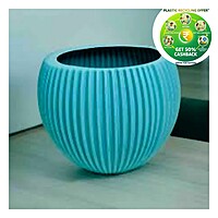 Melon Pot | Blue / White / Orange Decorative Plastic Planter | 7 Inch