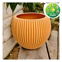 Melon Pot | Blue / White / Orange Decorative Plastic Planter | 7 Inch