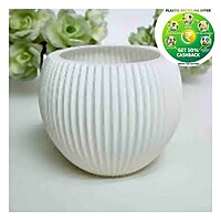 Melon Pot | Blue / White / Orange Decorative Plastic Planter | 7 Inch