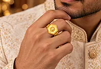 18 kt Gold Sovereign Hexagon Ring