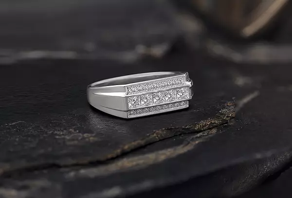 925 Sterling Silver Men's Tiered Band