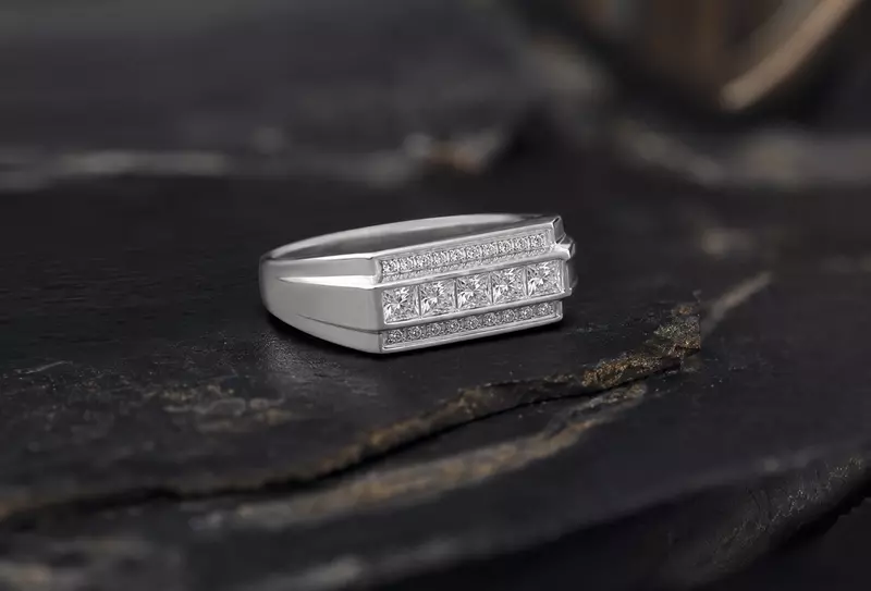 925 Sterling Silver Men's Tiered Band