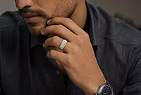 925 Sterling Silver Men's Tiered Band