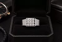 925 Sterling Silver Shining Matrix Men's Ring