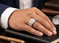 925 Sterling Silver Shining Matrix Men's Ring