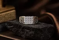 925 Sterling Silver Men's Lattice Signet Ring
