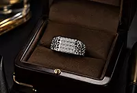 925 Sterling Silver Men's Lattice Signet Ring