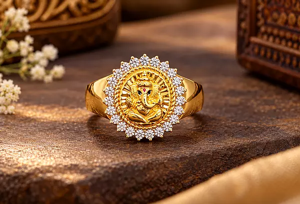 18 kt Gold Ganpati Bappa Ring