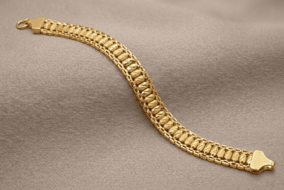 18 kt Gold Barrel Link Gent's Bracelet