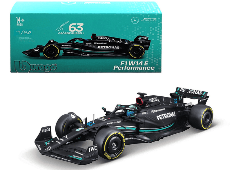 Mercedes AMG W14 E George Russell in Hard Case F1 1:24 Bburago