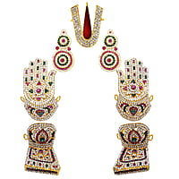 .God Ornament Gold Plated Multi Stone Hand&Leg with Namam, God Stone Ear