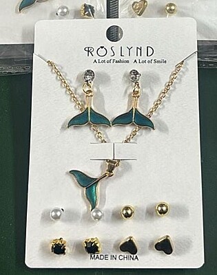 Mermaid Gold Chain Plated Necklace With Earrings for Women and Girls Mermaid Gold Chain Plated Necklace With Earrings for Women and Girls