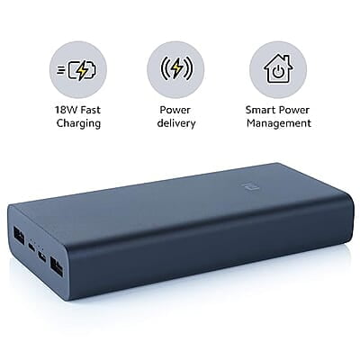 MI Power Bank 3i 20000mAh Lithium Polymer 18W Fast Power Delivery Charging | Input- Type C | Micro USB| Triple Output