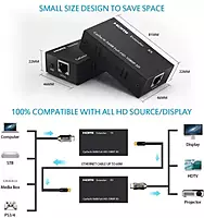 HDMI Extender, HDMI to RJ45 Ethernet Converter, Transmitter & Receiver Kit for PS4, TV Box, PC, DVD Player HDMI Extender, HDMI to RJ45 Ethernet Converter, Transmitter & Receiver Kit for PS4, TV Box, PC, DVD Player