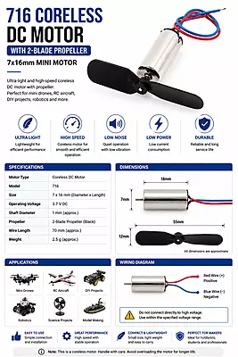 3.7V Coreless Motor With Propeller (7x16)