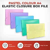 Pastel Blue A4 Elastic Closure Box File