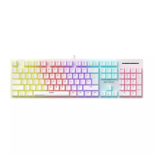 Ant Esports MK3400 Pro V3 White Mechanical Gaming Keyboard – Red Switches | RGB