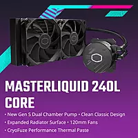 Cooler Master MasterLiquid 240L Core – 240mm AIO Liquid CPU Cooler | Dual Fans
