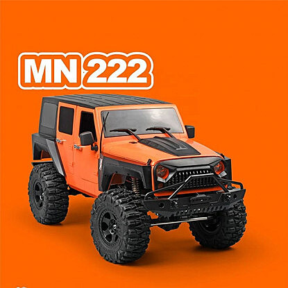MN222 1:10 Scale 4WD RC Rock Crawler – Jeep Wrangler Style Heavy Off-Road Truck | 2.4GHz RTR Remote Control Car - Orange