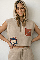 Sleeveless Knit Hoodie Crop