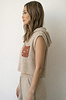 Sleeveless Knit Hoodie Crop