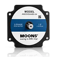 Moons make NEMA23(56mm) 1.8°2 Phase Hybrid Stepper Motors, Double Shaft, Body Length 77.0mm, Holding Torque 2.3N.m, Rated Current 3.7A, Rotor Inertia 365.0gcm2, Cat No-AM23HSA4B0-04