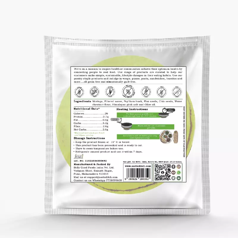 Moringa Roti – 2.6 gms net carbs (pack of 5)