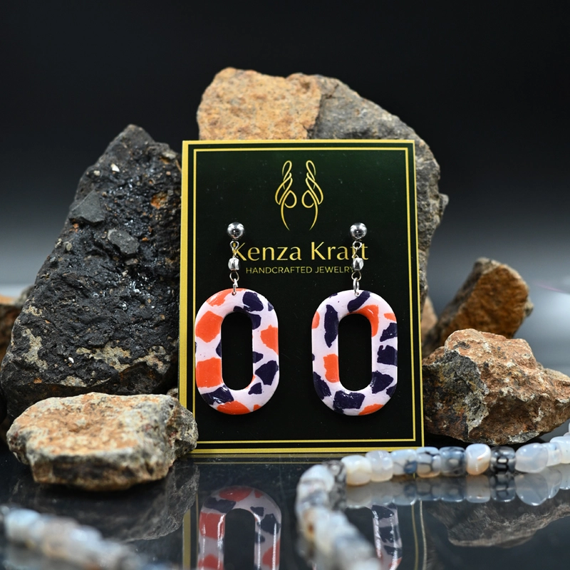 Abstract Mosaic Oval Dangles