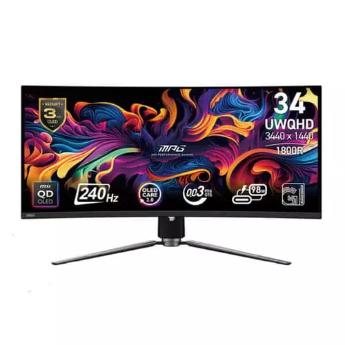 MSI MPG 341CQPX QD-OLED 34 Inch Curved Gaming Monitor – UWQHD | 240Hz | 0.03ms