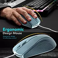 Frontech MS-0069 – Wired optical mouse with 1000 DPI, ergonomic design, and smooth tracking for precise and comfortable daily use.