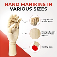 Small Wooden Left Hand Manikin 18cm (7"")