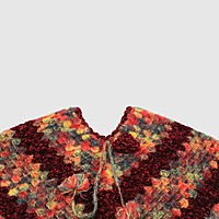 (3-4 Years) Handknitted Kids Woolen Poncho, Multicoloured Pattern