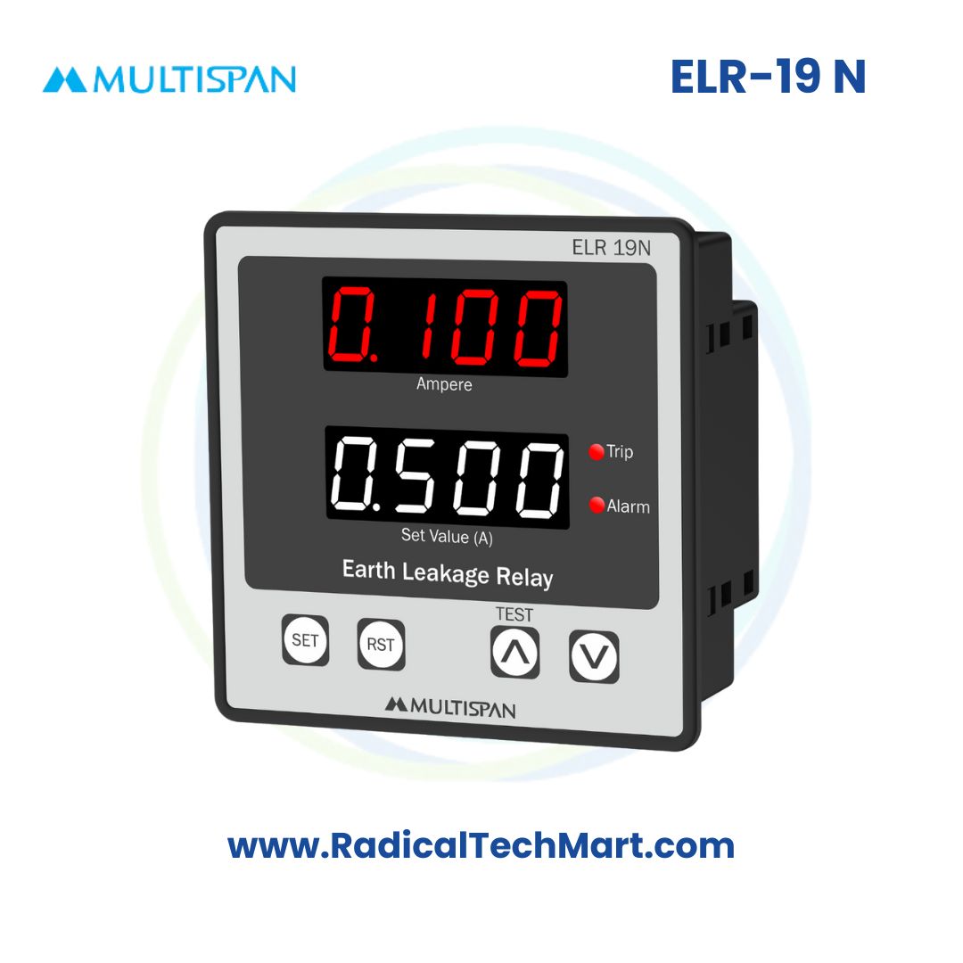 Multispan ELR-19N Earth Leakage Relay | 30mA–30A | Panel Mount | LED Indication
