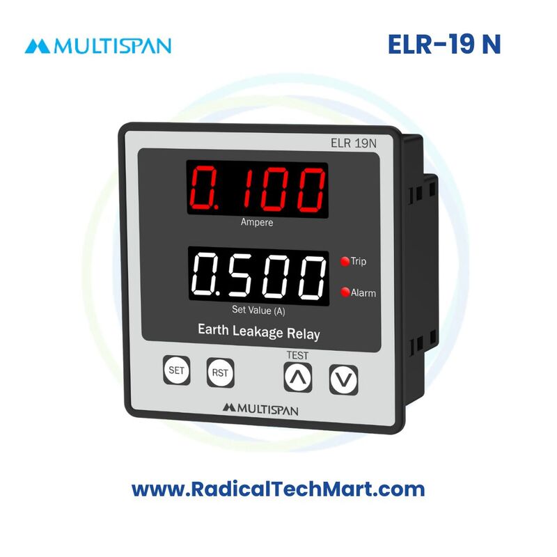 Multispan ELR-19N Earth Leakage Relay | 30mA–30A | Panel Mount | LED Indication
