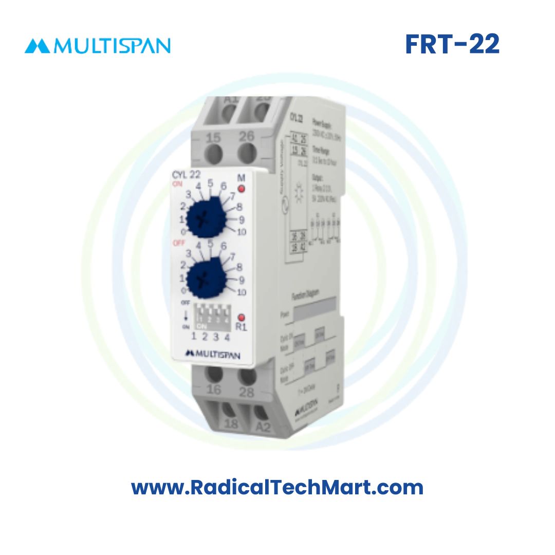 Multispan FRT-22U Forward Reverse Timer | Dual Relay | Pause Function | DIN Rail Mount