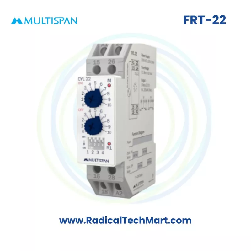 Multispan FRT-22U Forward Reverse Timer | Dual Relay | Pause Function | DIN Rail Mount