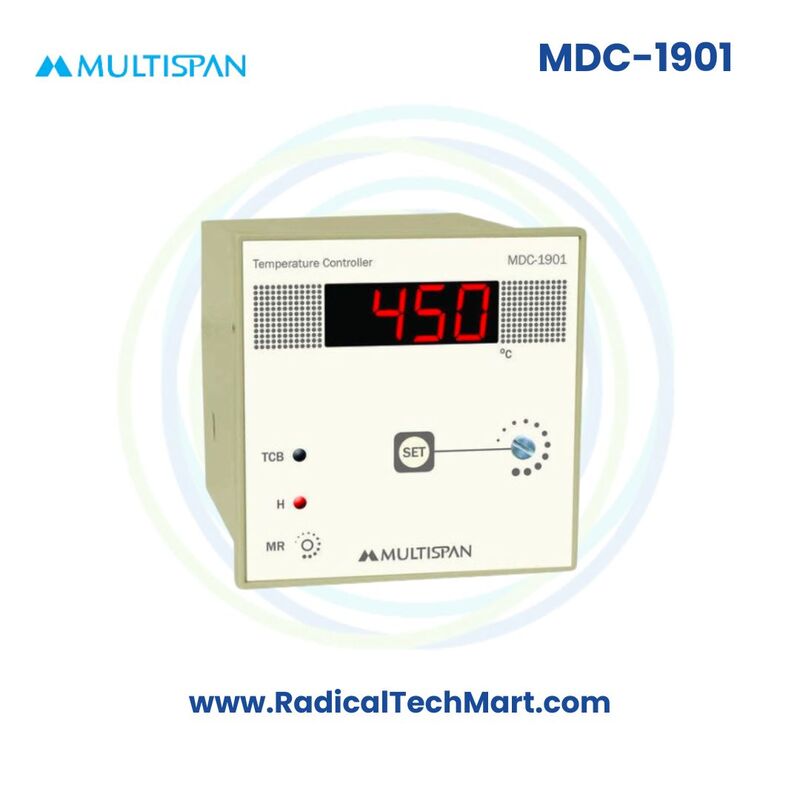 Multispan MDC Series Push-to-Set Temperature Controller | ON-OFF / TP | J/K/PT-100 Input | 1 Relay Output