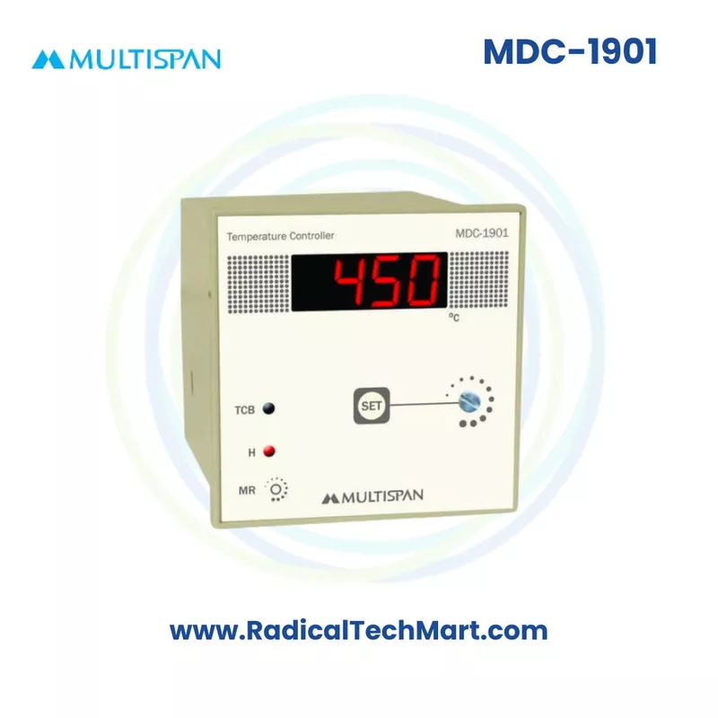 Multispan MDC Series Push-to-Set Temperature Controller | ON-OFF / TP | J/K/PT-100 Input | 1 Relay Output