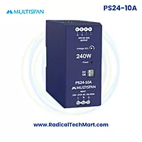 Multispan PS24 Series SMPS | 24V DC | 1A to 10A | 24W–240W | Plastic Body | DIN Rail Power Supply