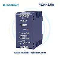 Multispan PS24 Series SMPS | 24V DC | 1A to 10A | 24W–240W | Plastic Body | DIN Rail Power Supply