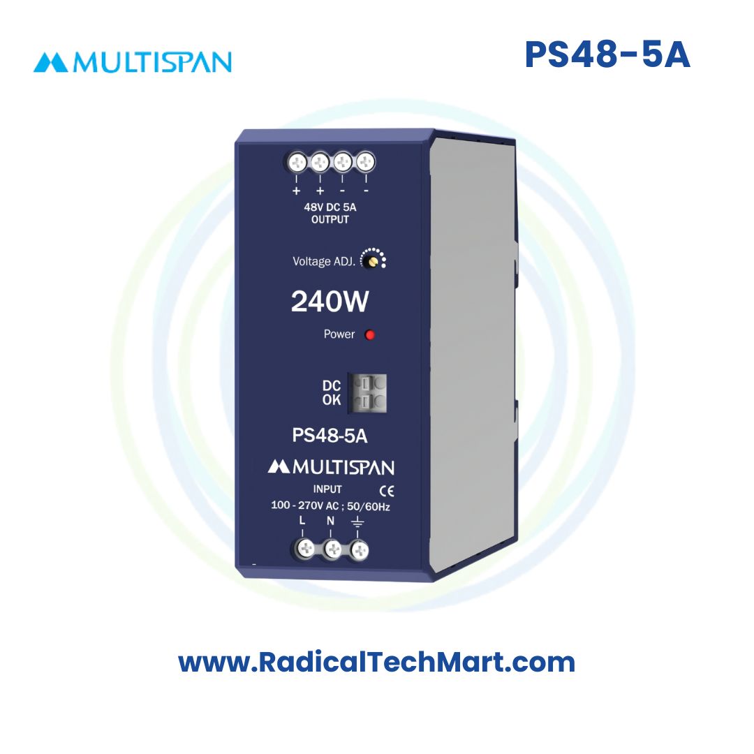 Multispan PS48-2.5A SMPS | 48V DC | 2.5A Output | 120W | DIN Rail | Industrial Power Supply