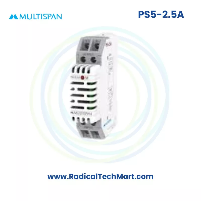 Multispan PS5-2.5A SMPS | 5V DC | 2.5A Output | 12.5W | DIN Rail | Compact Power Supply
