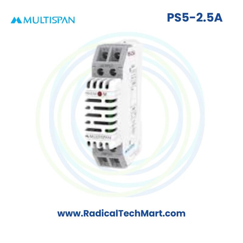 Multispan PS5-2.5A SMPS | 5V DC | 2.5A Output | 12.5W | DIN Rail | Compact Power Supply